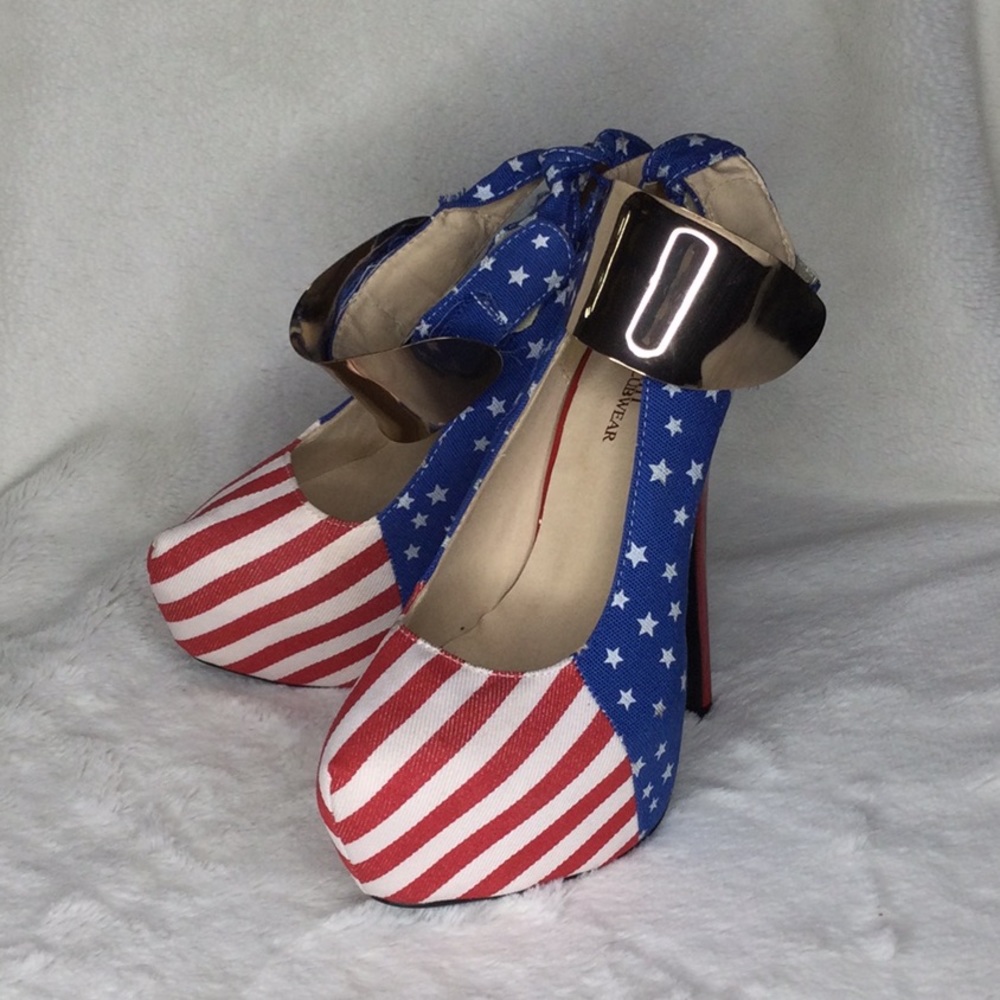Ami Clubwear Red White & Blue USA Heels size 9